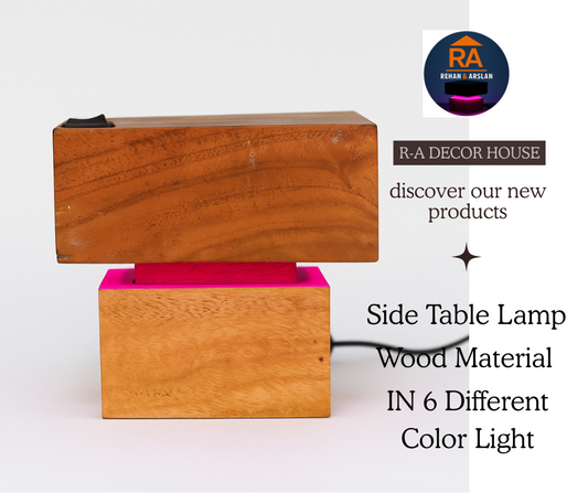 Blue Aura Wooden Cube Lamp – Modern LED Mood Light for Home & Office Décor