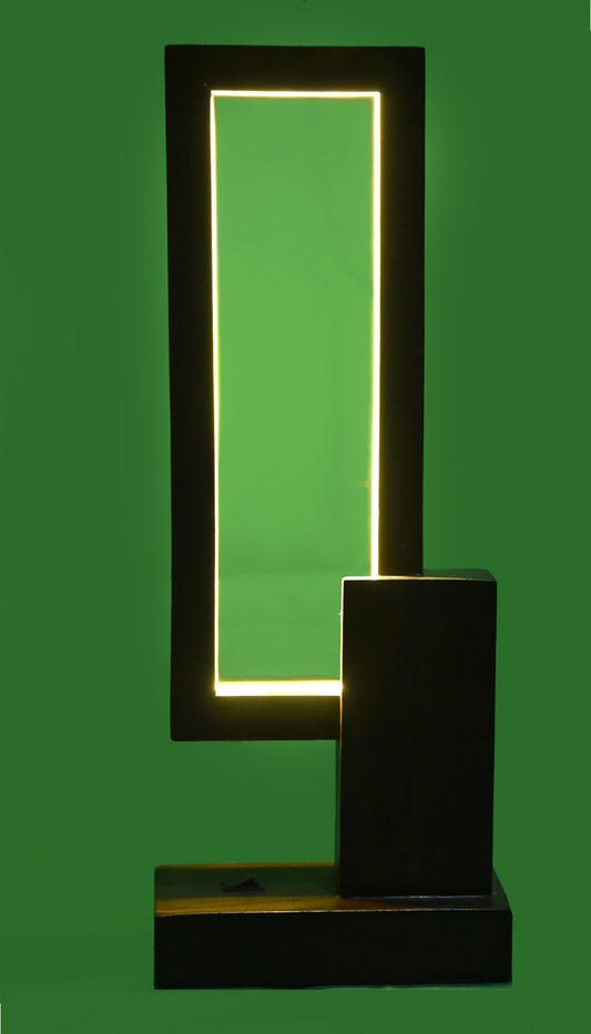 🪔 Modern Rectangle LED Wooden Frame Lamp – Warm Ambient Light for Home & Office Décor