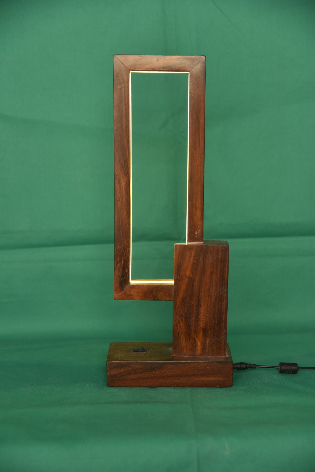 🪔 Modern Rectangle LED Wooden Frame Lamp – Warm Ambient Light for Home & Office Décor