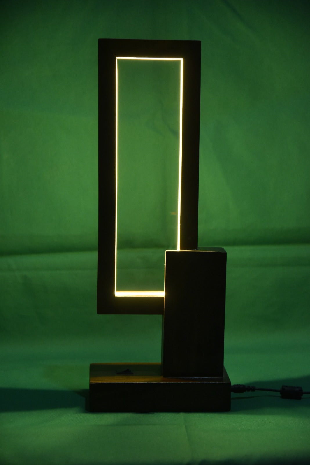 🪔 Modern Rectangle LED Wooden Frame Lamp – Warm Ambient Light for Home & Office Décor