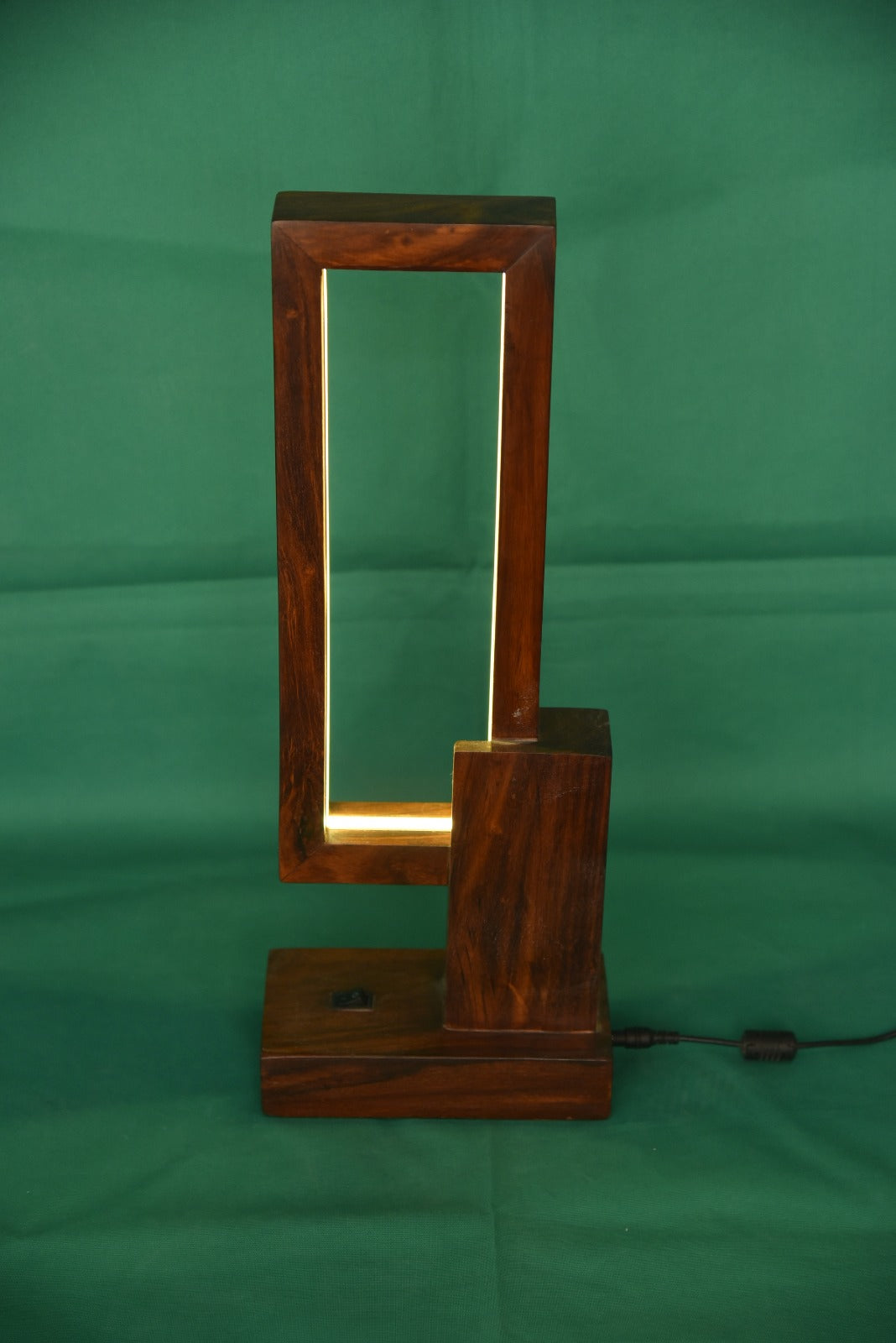 🪔 Modern Rectangle LED Wooden Frame Lamp – Warm Ambient Light for Home & Office Décor