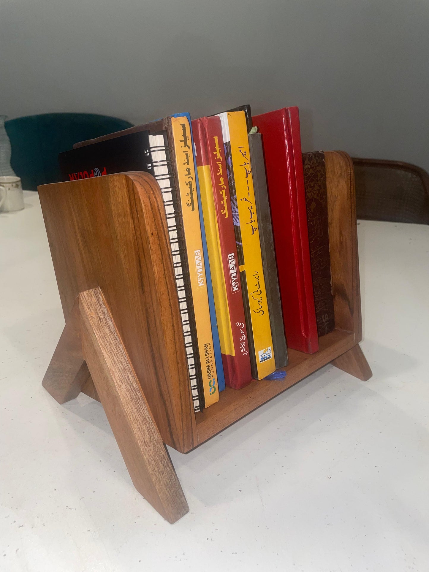 Elegant Wooden Book Organizer for Home & Office| Desk & Table Organizer