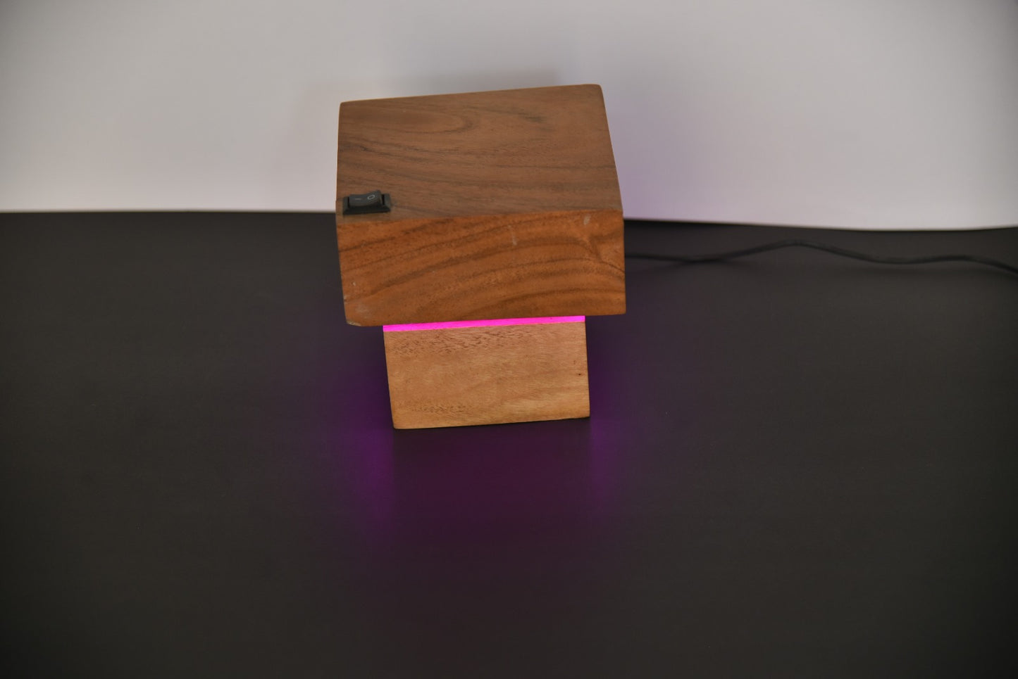 Blue Aura Wooden Cube Lamp – Modern LED Mood Light for Home & Office Décor