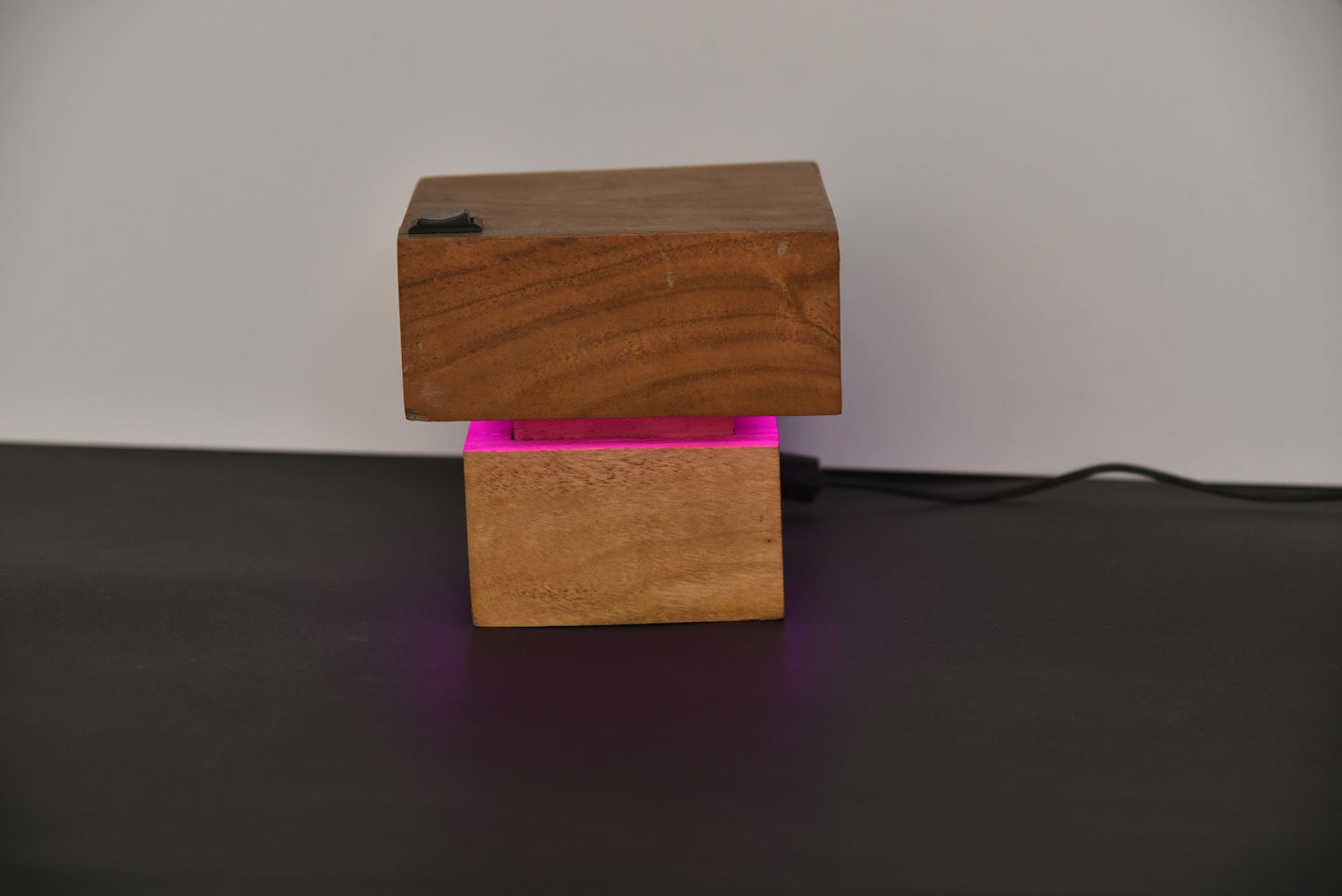 Blue Aura Wooden Cube Lamp – Modern LED Mood Light for Home & Office Décor