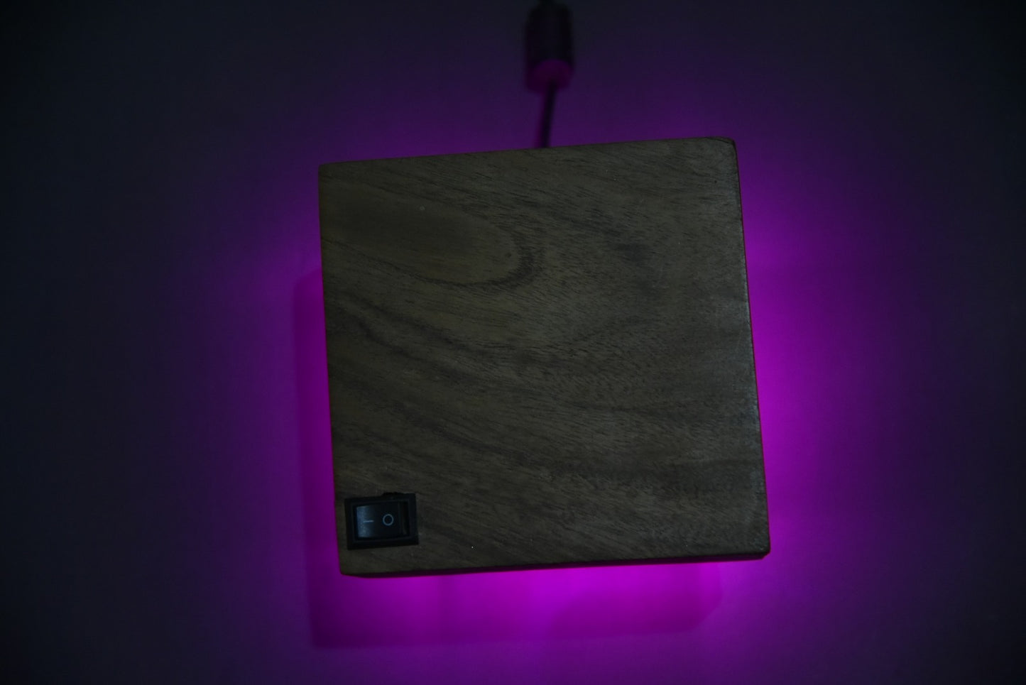 Blue Aura Wooden Cube Lamp – Modern LED Mood Light for Home & Office Décor