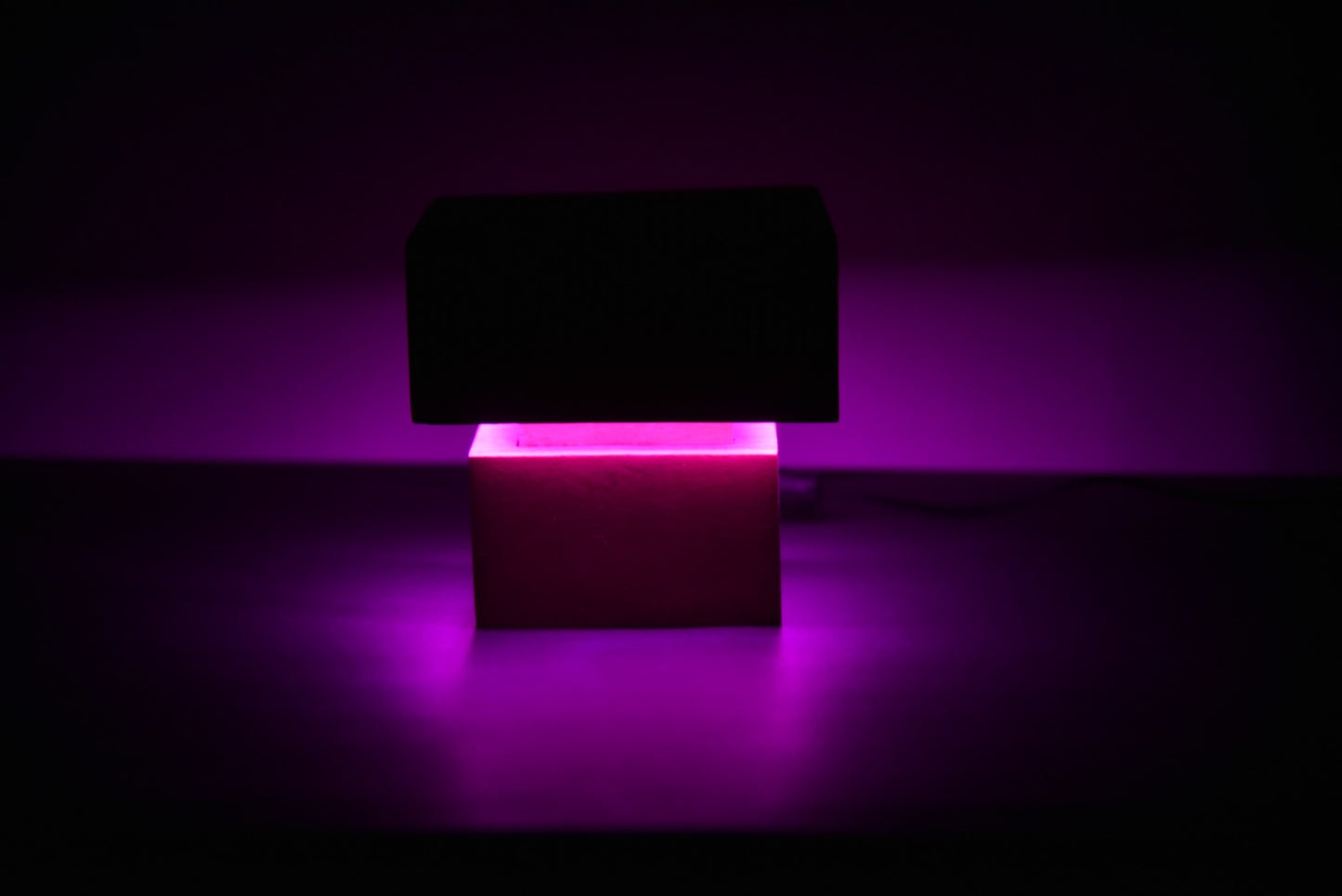 Blue Aura Wooden Cube Lamp – Modern LED Mood Light for Home & Office Décor