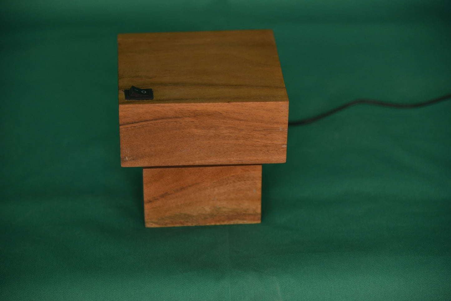 Blue Aura Wooden Cube Lamp – Modern LED Mood Light for Home & Office Décor