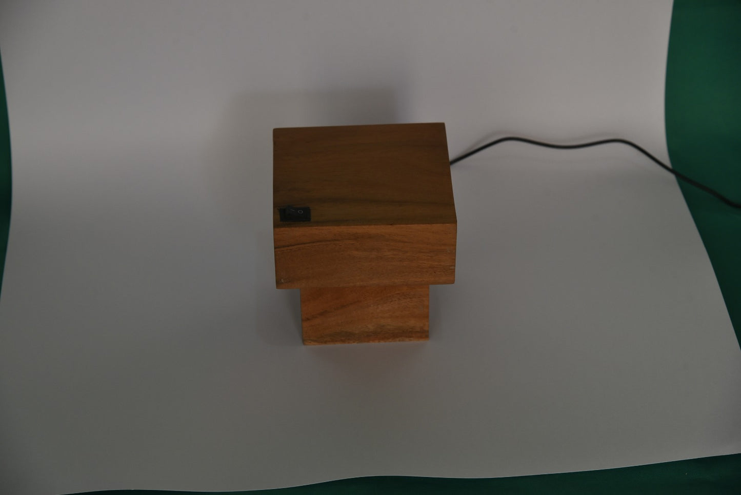 Blue Aura Wooden Cube Lamp – Modern LED Mood Light for Home & Office Décor