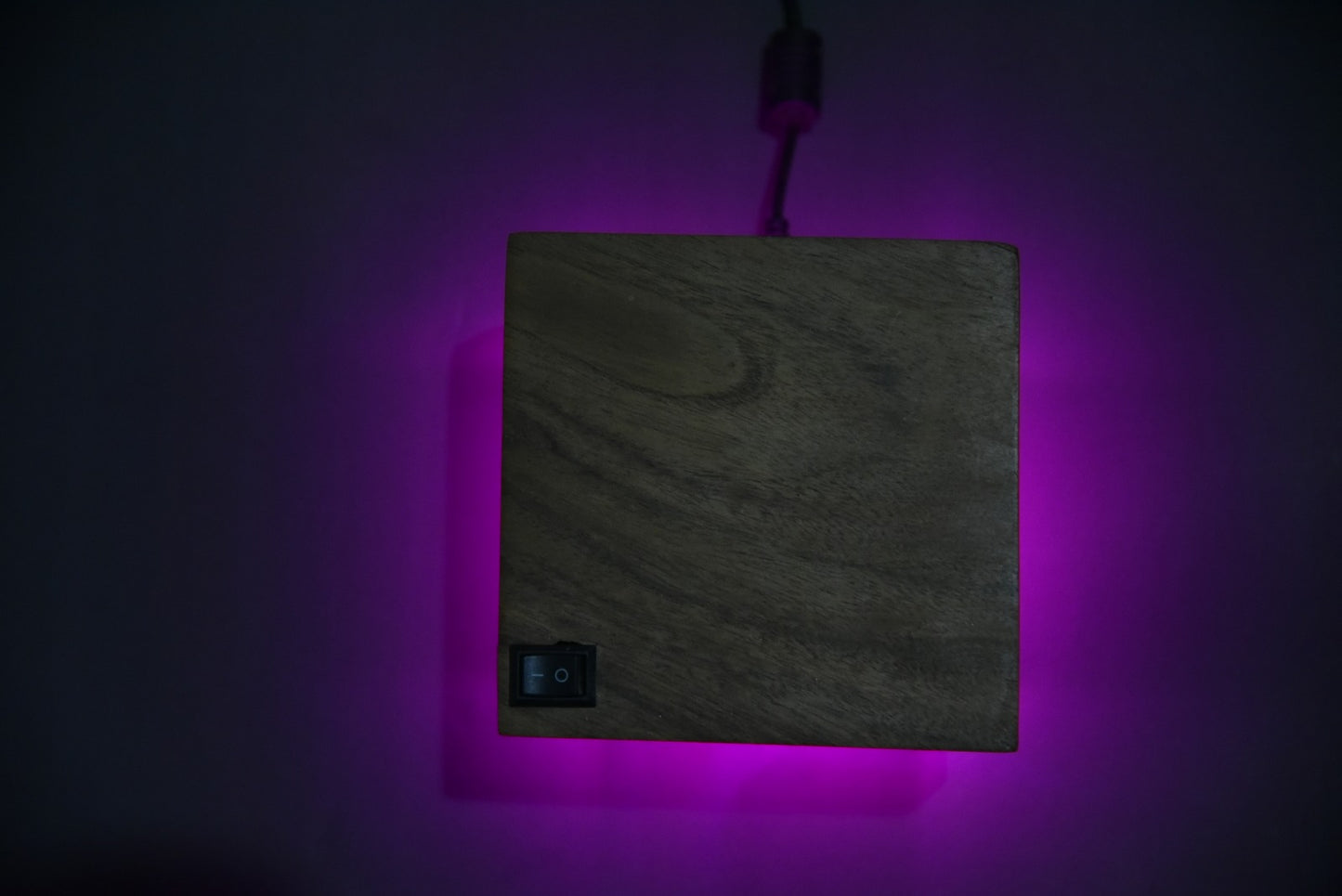 Blue Aura Wooden Cube Lamp – Modern LED Mood Light for Home & Office Décor