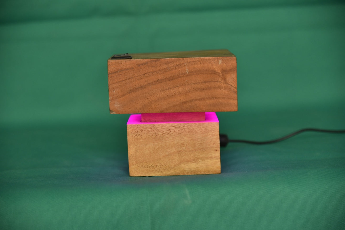 Blue Aura Wooden Cube Lamp – Modern LED Mood Light for Home & Office Décor