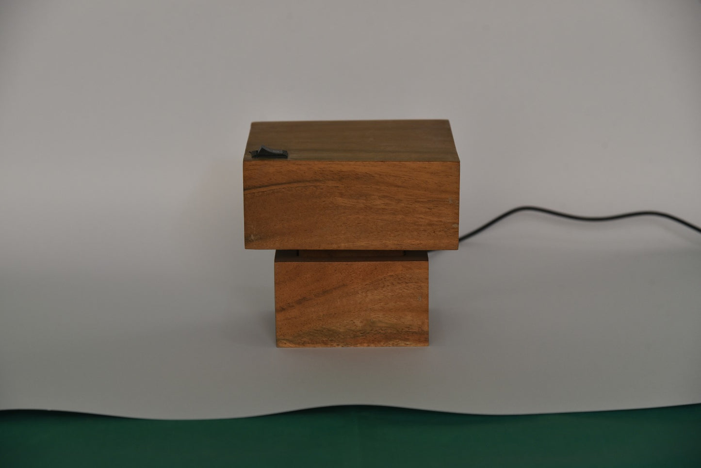 Blue Aura Wooden Cube Lamp – Modern LED Mood Light for Home & Office Décor