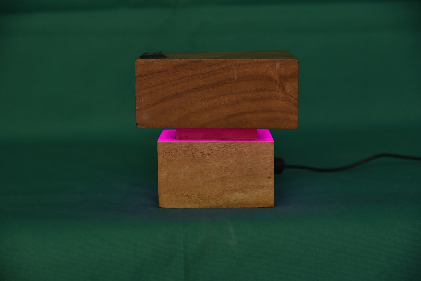 Blue Aura Wooden Cube Lamp – Modern LED Mood Light for Home & Office Décor