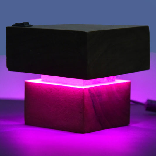 Blue Aura Wooden Cube Lamp – Modern LED Mood Light for Home & Office Décor
